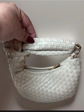 Anthropologie Ivory Woven Mini Shoulder Bag